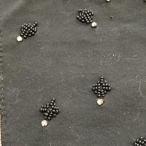 Gimbels Hong Kong Bead & Rhinestone Black Cotton Dressy Elbow Gloves 6.5 Vintage - Picture 11 of 11